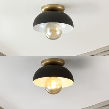 Paulina Classic Industrial Iron LED Flush Mount - JONATHAN Y